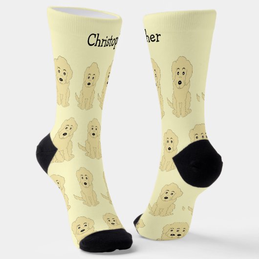 Chaussette Socks Yellow Goldendoodle Design (Angulaire)