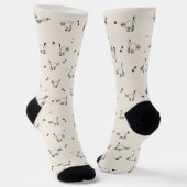 Chaussette Soft Beige Cat Line Art Pattern Socks (Angulaire)