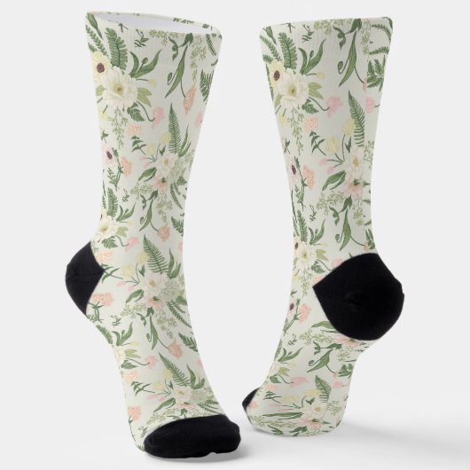 Chaussette Soft Mint Green Garden Motif (Angulaire)