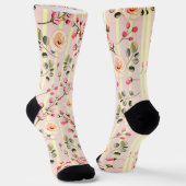 Chaussette Soft Pink Floral Stripe Pattern (Angulaire)