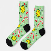 Chaussette Softball Christmas Holiday Gifts Socks (Gauche)