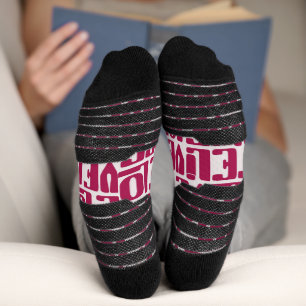 Chaussette Sokken Rouge et texte joyeux
