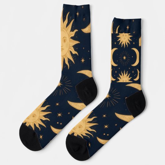 Chaussette Soleil et Motif céleste de Soleil et Lune (Gauche)