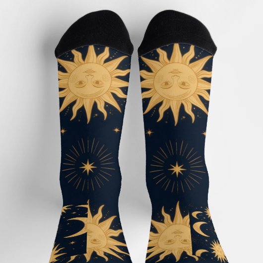 Chaussette Soleil et Motif céleste de Soleil et Lune (Haut)
