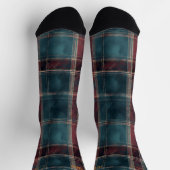 Chaussette Sophistiqué Turquoise et Bourgogne Noël Plaid (Haut)