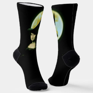Chaussette Sorcière Mona Lisa Halloween Pleine lune