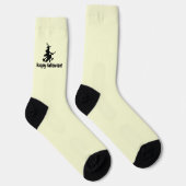 Chaussette Sorcière volant sur Jaune - Halloween joyeuse - Ch (Droite)