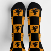 Chaussette Sorcières noires carreaux noirs et orange (Haut)