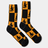 Chaussette Sorcières noires carreaux noirs et orange (Droite)