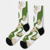 Chaussette Sourire en blanc, sable & palme vert (Gauche)