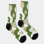 Chaussette Sourire en blanc, sable & palme vert (Droite)