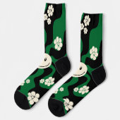 Chaussette Sourire - Vert, Crème et Noir (Gauche)