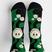 Chaussette Sourire - Vert, Crème et Noir (Haut)