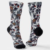 Chaussette Souris et mûres sur fond blanc (Angulaire)