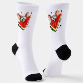 Chaussette Souris joyeuse mange pastèque (Angulaire)