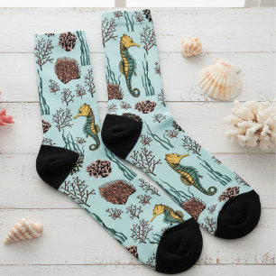 Chaussette Sous la mer Seahorse & Coral Nautique