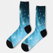 Chaussette Sparkling Starry Night Sky Blue Gradient Crew Sock (Gauche)