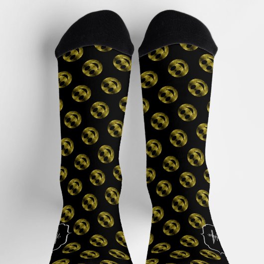 Chaussette Sparkly Smile face or noir motif Monogramme (Haut)