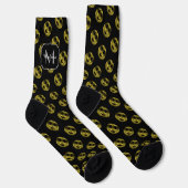 Chaussette Sparkly Smile face or noir motif Monogramme (Droite)