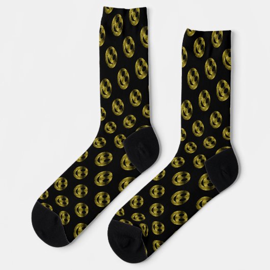 Chaussette Sparkly Smile face or scintille motif noir (Gauche)