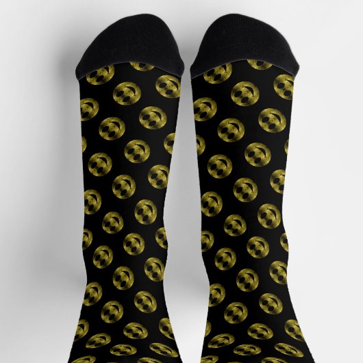 Chaussette Sparkly Smile face or scintille motif noir (Haut)