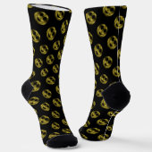 Chaussette Sparkly Smile face or scintille motif noir (Angulaire)