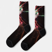 Chaussette Spectaculaire feu d'artifice rouge vert ciel noir  (Gauche)