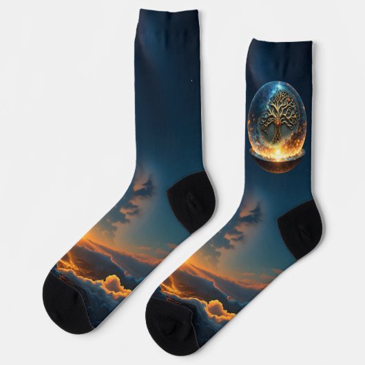 Chaussette Sphère de Vie – L'Arbre du Monde Doré.  (Gauche)