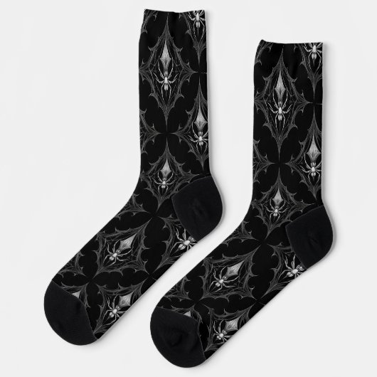Chaussette Spider gothique Web noir et blanc (Gauche)
