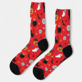 Chaussette Spooky Black Cat & Ghost Halloween Pattern Socks (Gauche)