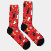 Chaussette Spooky Black Cat & Ghost Halloween Pattern Socks (Droite)