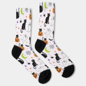 Chaussette Spooky Black Cat & Ghost Halloween Pattern Socks (Droite)