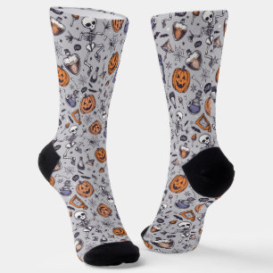 Chaussette Squelette d'Halloween vintage et Motif de potions