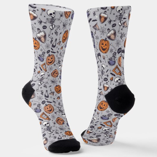 Chaussette Squelette d'Halloween vintage et Motif de potions (Angulaire)