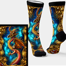 Steampunk Golden Dragon & Blue Sky sur Black