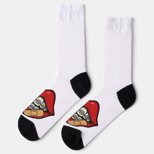Chaussette Sticker à lèvres de dessin avec accolades et perça (Gauche)