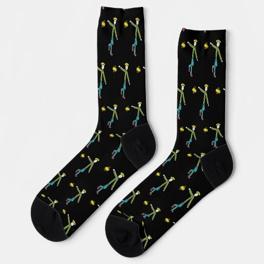 Chaussette Stickman qui lance un Frisbee (Gauche)