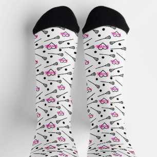 Chaussette Sticks de crosse rose chaud et Motif de coeur