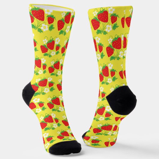 Chaussette Strawberry and Flowers Pattern Yellow (Angulaire)