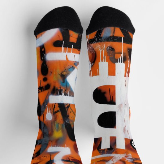 Chaussette Street Art "Bitcoin Graffiti" (Style #2) (Haut)