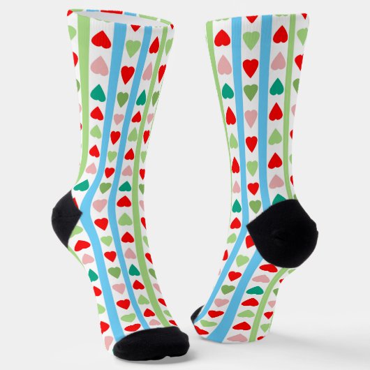 Chaussette Striped pattern with hearts for Valentine's day  (Angulaire)