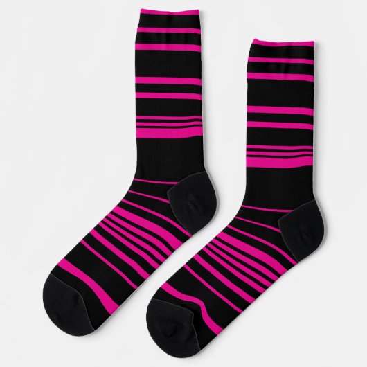 Chaussette Stripes complexes - Magenta et Noir (Gauche)