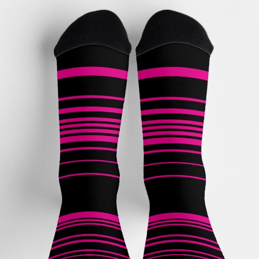 Chaussette Stripes complexes - Magenta et Noir (Haut)