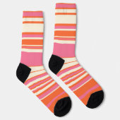 Chaussette Stripes complexes - rose, orange et crème (Droite)