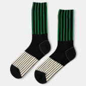 Chaussette Stripes couleur - Vert, Crème et Noir (Gauche)