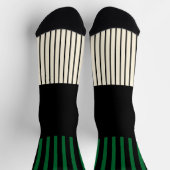Chaussette Stripes couleur - Vert, Crème et Noir (Haut)