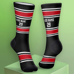 Chaussette Stripes de Jersey Sport noir et rouge - Numéro de