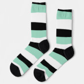 Chaussette Stripes inégales - Mint vert, blanc et noir (Gauche)