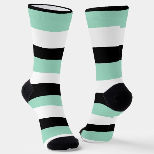 Chaussette Stripes inégales - Mint vert, blanc et noir (Angulaire)