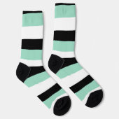 Chaussette Stripes inégales - Mint vert, blanc et noir (Droite)